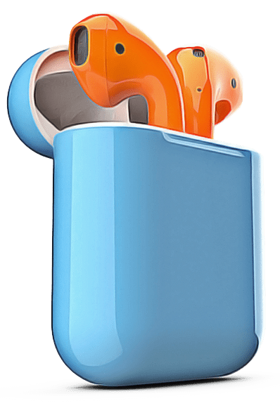 Orange and Blue AirPods PNG