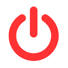 A red, round, flat design power symbol (line over a circle) used as an icon for turning devices on or off.