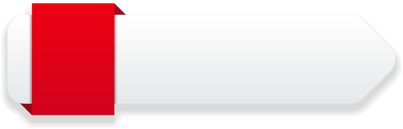 Blank red and white horizontal web banner with a folded label and right-pointing arrow shape on a transparent background