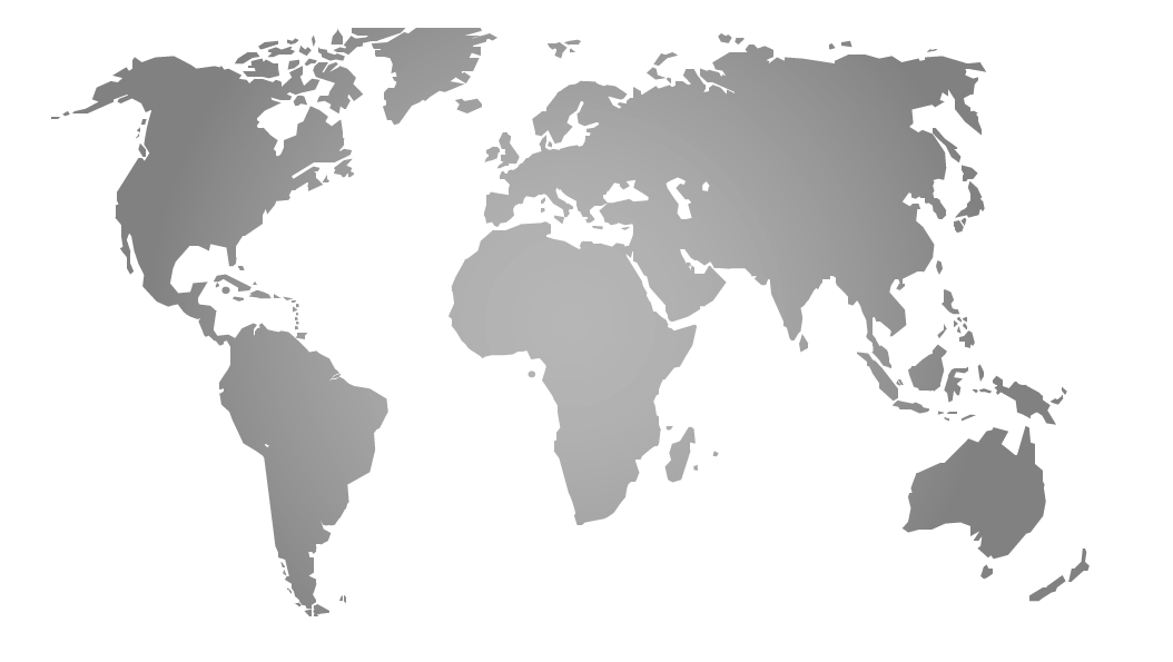 Flat grey vector illustration of a world map on a transparent background