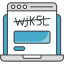 Illustration icon of a laptop computer with a web browser displaying a Captcha security verification code.