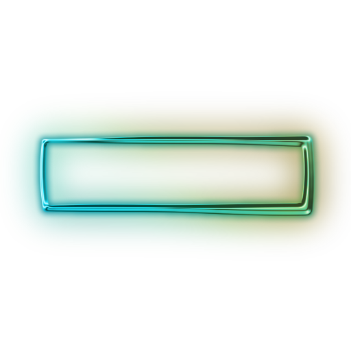 A glossy, metallic-looking rectangular border frame with a cyan to green gradient color transition and a subtle glow on a transparent background.