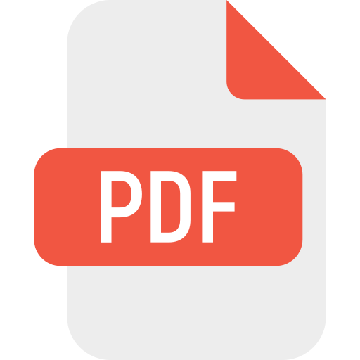Red and white flat design PDF file icon.