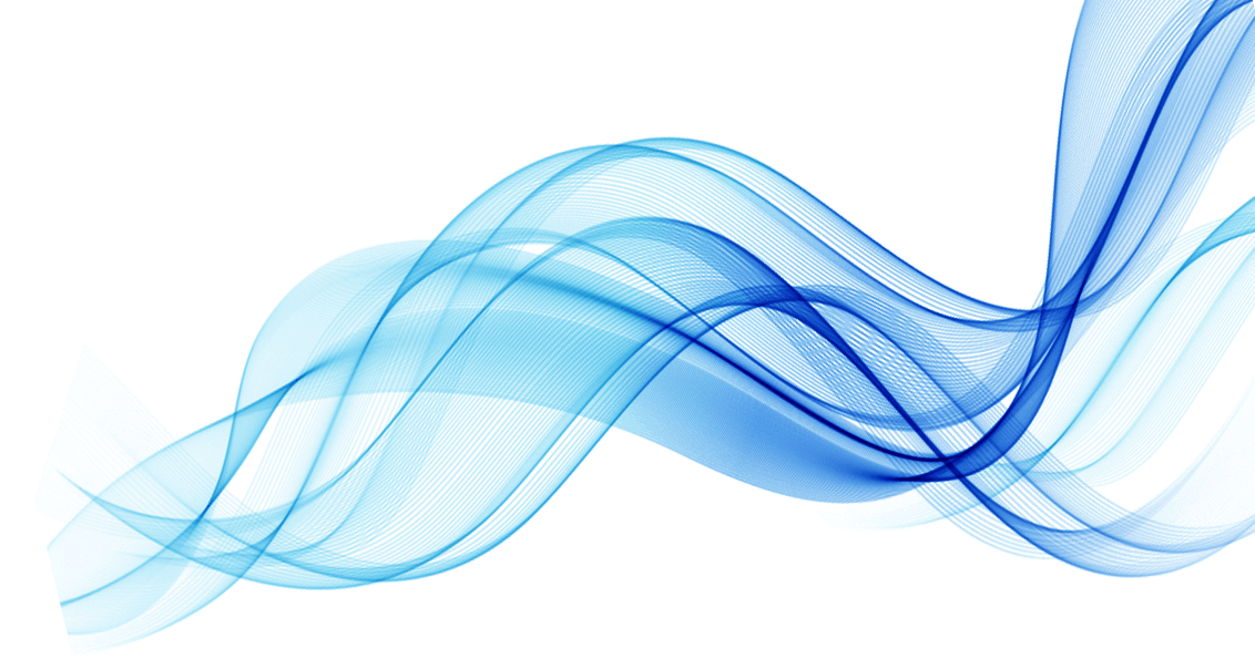 An abstract vector illustration of flowing light blue and white waves on a black background.