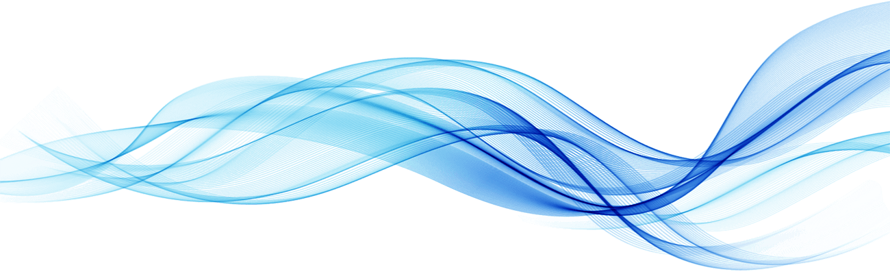 An abstract vector illustration of flowing light blue and white waves on a black background.