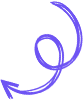 A purple, hand-drawn, swirly line forming an arrow pointing downwards and to the left.