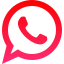 A red, outline icon of the WhatsApp messaging app logo with a white phone receiver inside a speech bubble.