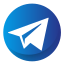 A blue circular icon with a white paper airplane symbol, representing the Telegram messaging application