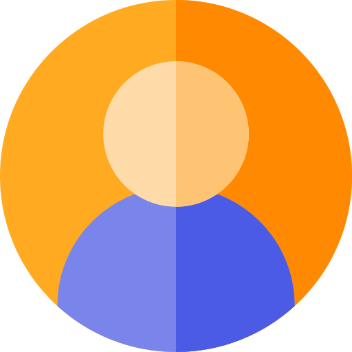 A flat-style illustration of a person's silhouette inside an orange circle, commonly used as a generic user profile icon.