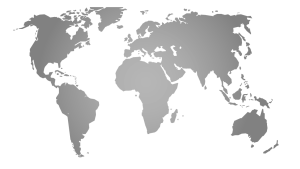 Flat grey vector illustration of a world map on a transparent background