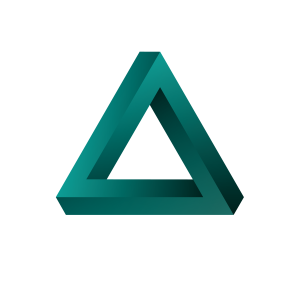 Abstract teal green impossible triangle graphic on a transparent background