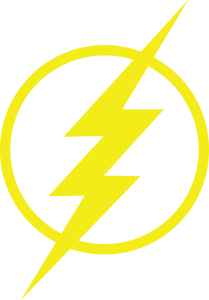 The Flash classic yellow lightning bolt in a circle logo on a white background.