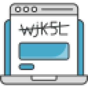 Illustration icon of a laptop computer with a web browser displaying a Captcha security verification code.