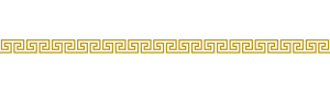 Classic golden Greek key meander border pattern with continuous geometric, interlocking lines.