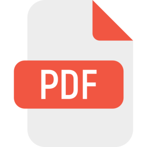 Red and white flat design PDF file icon.