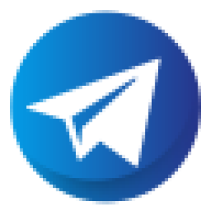 A blue circular icon with a white paper airplane symbol, representing the Telegram messaging application