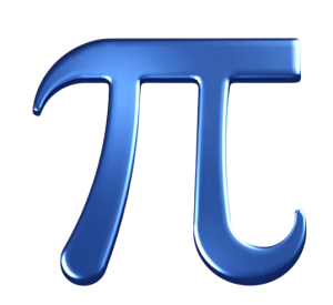 Glossy 3D blue Pi mathematical symbol on a transparent background for educational and Pi Day designs.